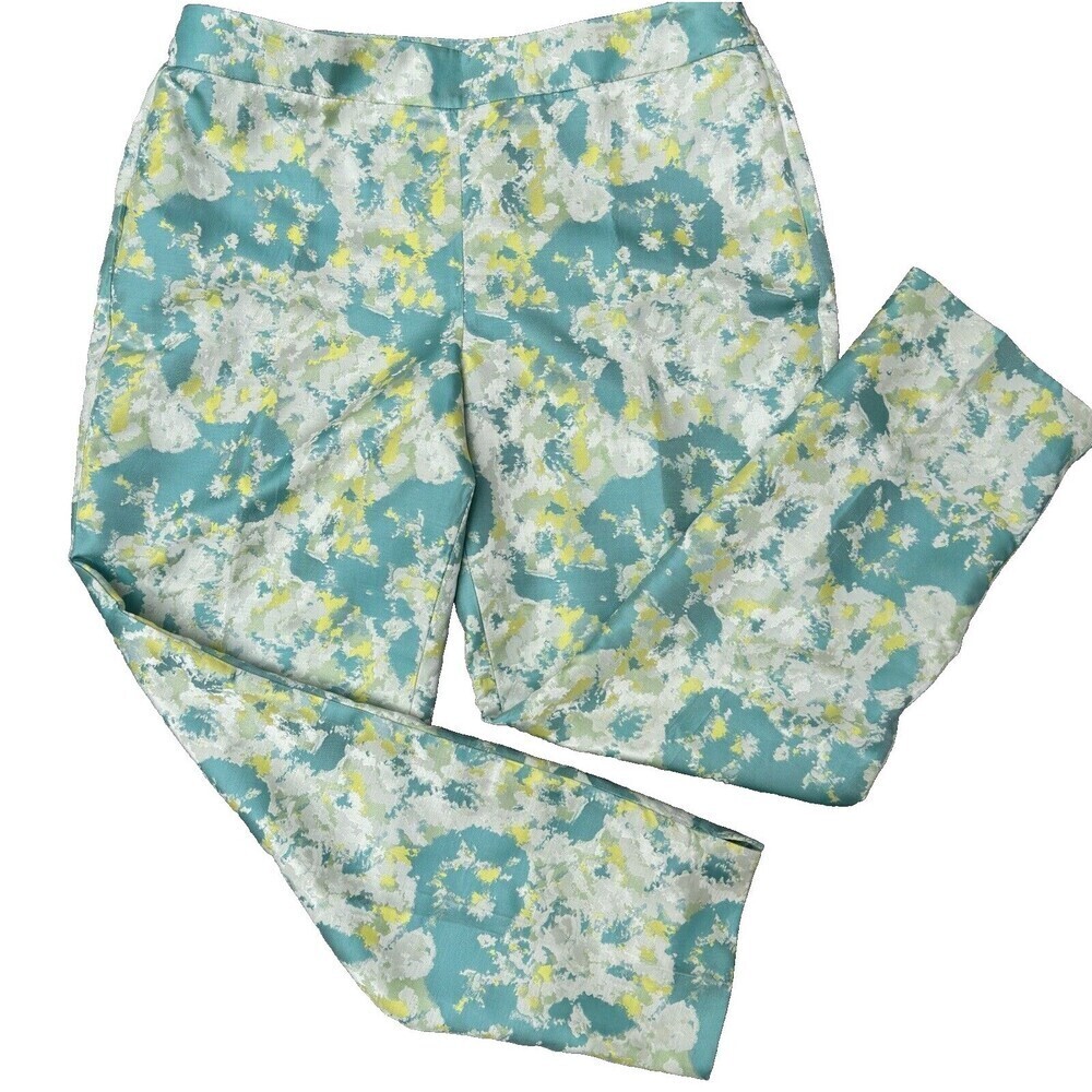 Talbots Pants Women’s Size 12 Green Heritage Floral Cropped Shiny